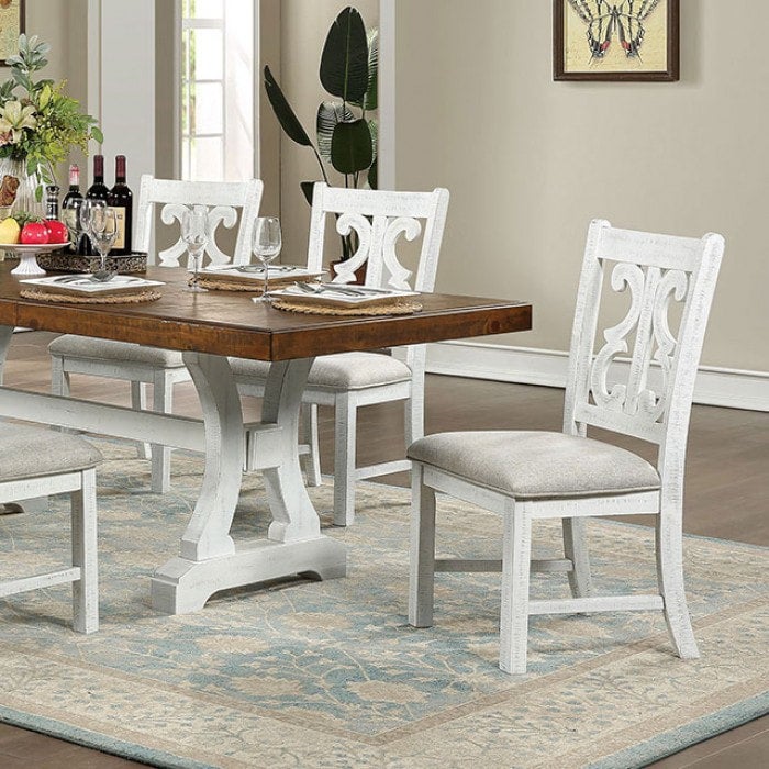 Distressed white 2025 dining set